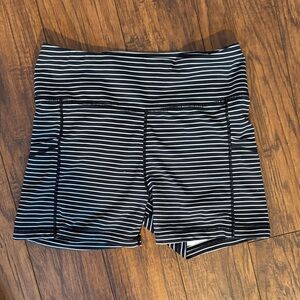 Senita Black and White Striped Women's Shorts